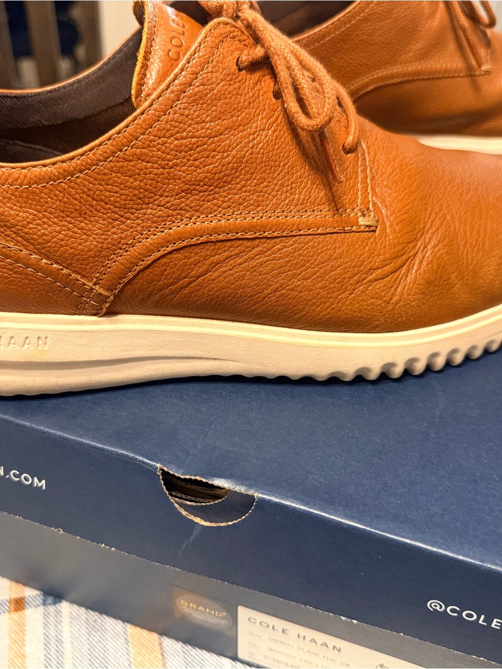 Cole Haan Grand Plus Men's Tan Leather Plain Toe Oxford - Picture 7 of 7